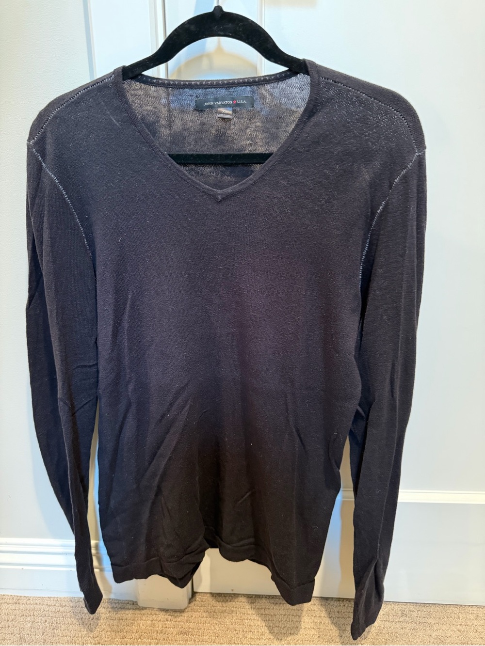 John Varvatos Men's V-Neck Sweater in Dark Navy
